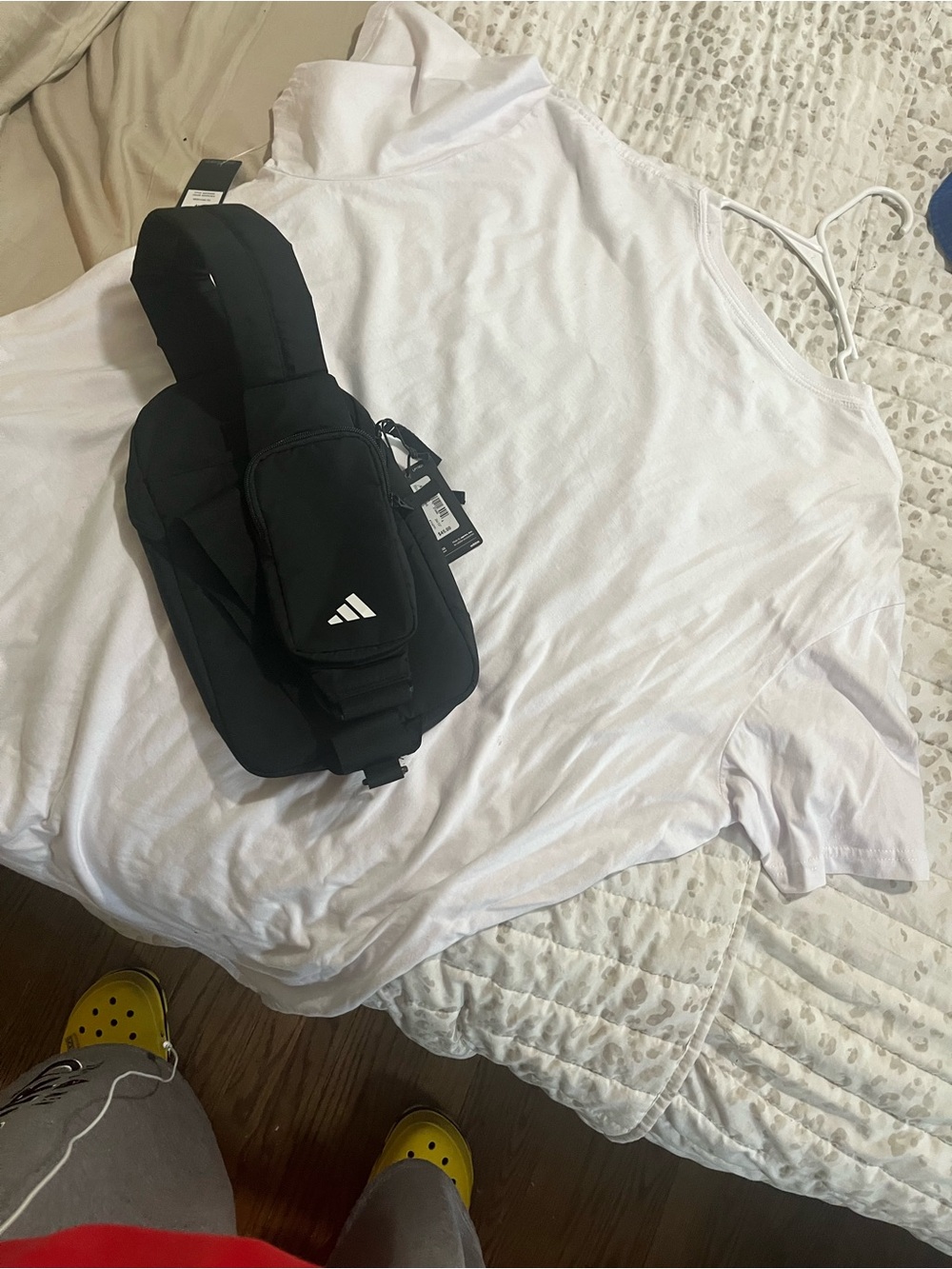 adidas Black Sling Belt Bag with White Logo